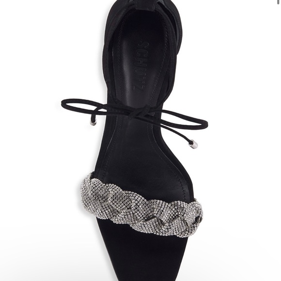 Schutz Alissa Embellished Nubuck Sandals, Size 10 - Picture 4 of 6